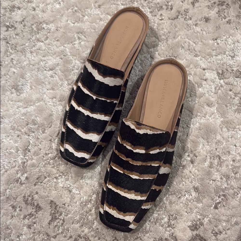 Black and Brown Slip-On Mules with Cage Design